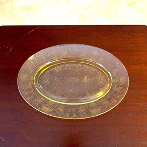 Vintage Hazel Atlas Florentine #2 'Poppy' Yellow -11 Inch Serving Platter